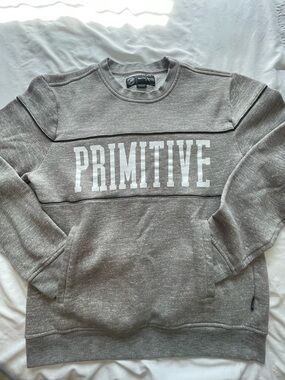 Primitive Crewneck Sweatshirt in Heather Gray with White Logo
